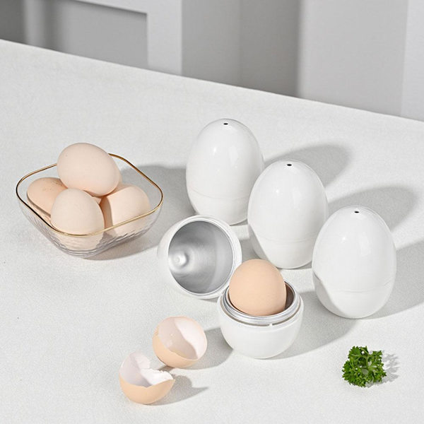 Mikrovågsugn Äggkokare 1/4 Ägg Pod Avtagbar Skalverktyg Ångkokare S4W8  white 1pcs