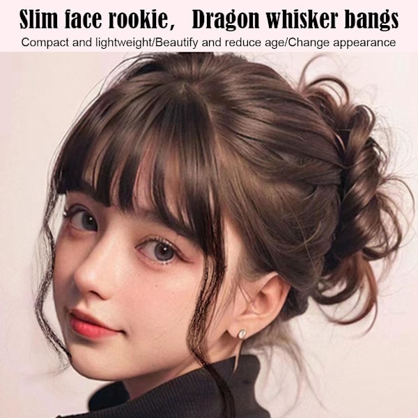 3D Drake Whisker Två Sidor Lätt Böjd Mittbena Falsk Lugg Falsk -AU. dark brown one size