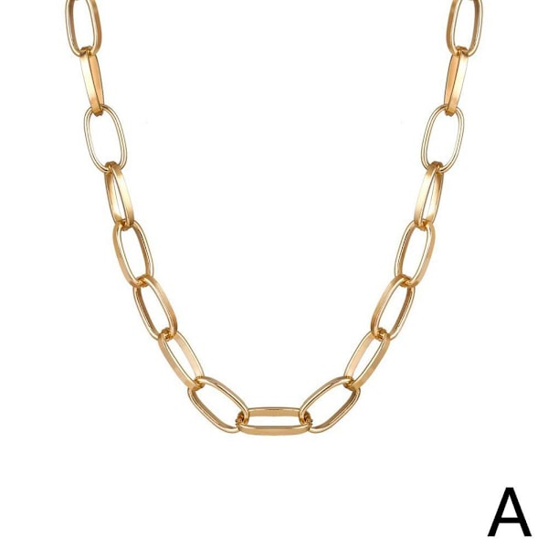 Kvinnor Pappersklämma Chunky Tjock Länk Kedja Halsband Choker S3 H Pläterad Guld FAS ■: gold One-size