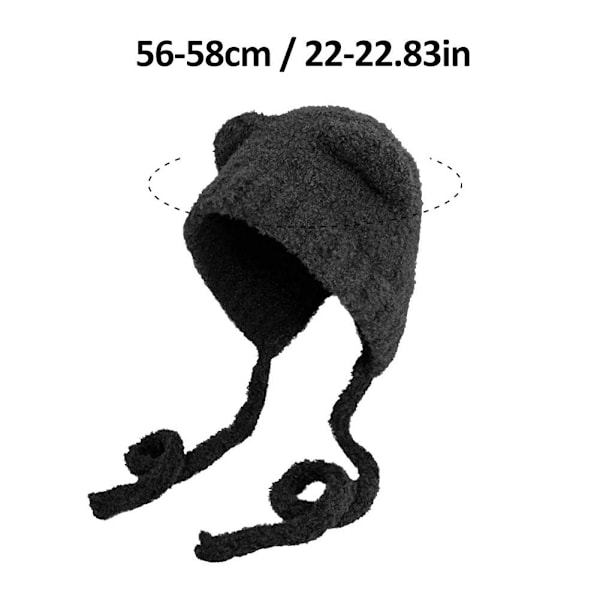 Varm Vinter Söt Björnöron Trapper Hatt Dam Tjejer Öronlapp Virkad Plysch Hatt V5 Gray One size