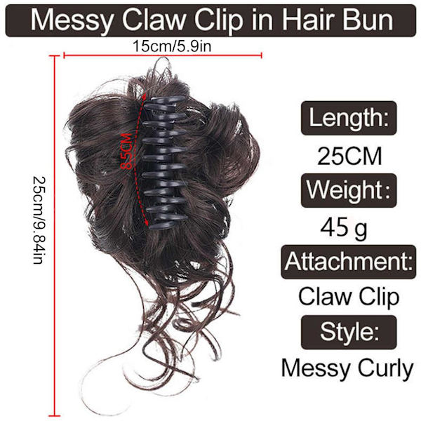 Naturlig Clip on i Messy Bun Hårdel Förlängning Hår Bröllop Clip SA Claw X6C7 Light Brown one size