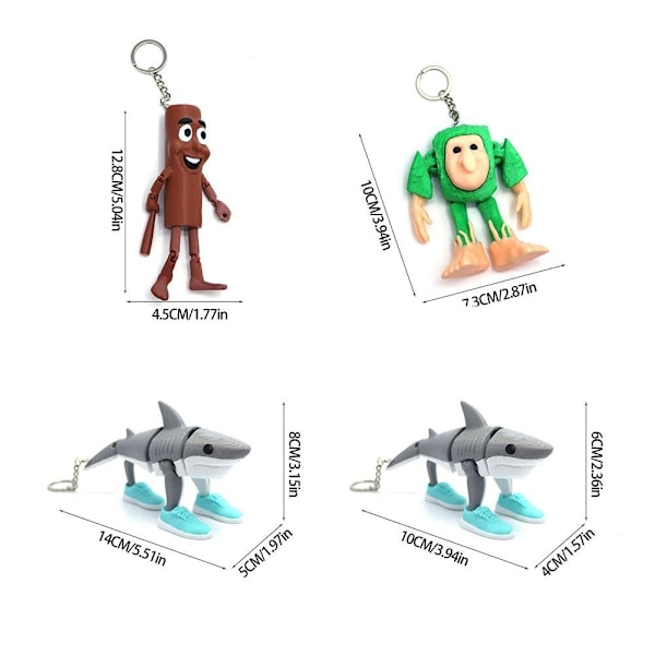 Tan Together Action Doll Nyckelring Tan Together 3D-tryckt Nyckelring Tungtungsahur Och Tralalo A4J1 Hinge tree man 1pcs