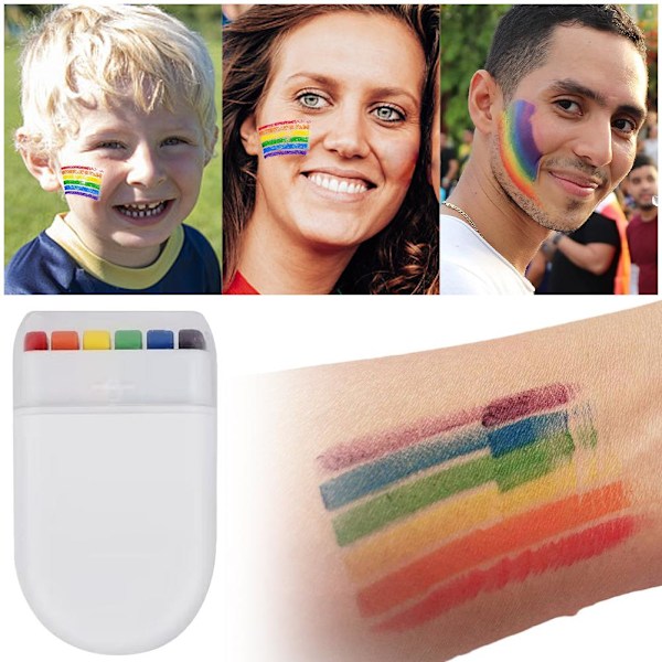 Regnbågsflagga Ansiktsfärg Kroppsfärg Ansiktsfärg LGBT Pride Flagga Frihet P3T8