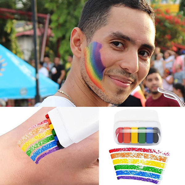 Regnbågsflagga Ansiktsfärg Kroppsfärg Ansiktsfärg LGBT Pride Flagga Frihet P3T8