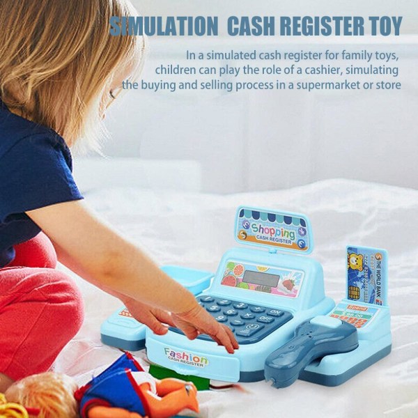 Kids Simulation Toy Kassaapparat Till Sound Working Scanner Sho blue one-size