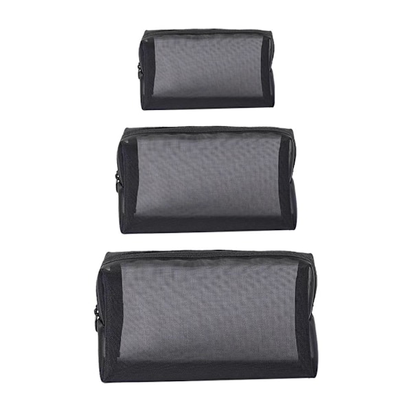 Kosmetikväskor i mesh, portabel sminkväska, mini sminkväska, sminkverktygspåse L0i8 BlackD 3pcs