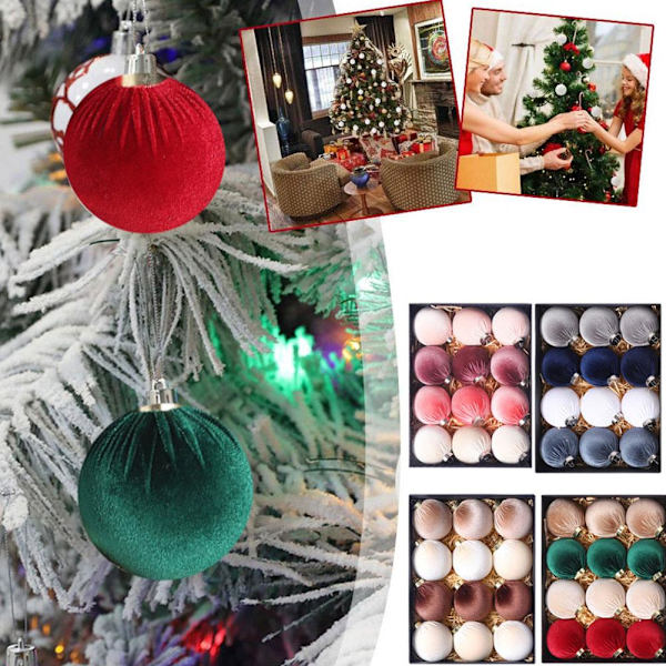 Julgranskulor i sammet - 12 st Okrossbara julgranskulor Decora G1X7 A 1set