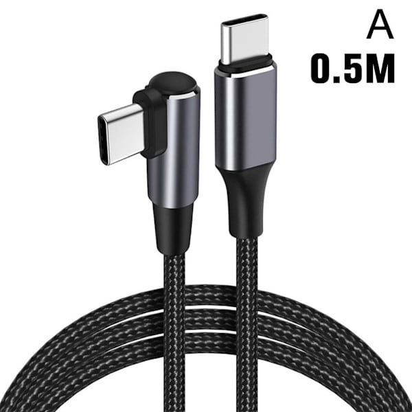 ,PD 100W USB Typ-C Kabel Armbåge Snabbladdningskabel Nylon silverA 0.5m