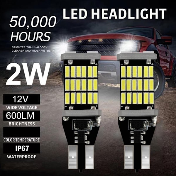 Bil Signallampa T15 W16w Led Lampa T10 W5w 4014 Led Back Reverse Parkeringslampor Vit Blå Röd D6o6 Red One size