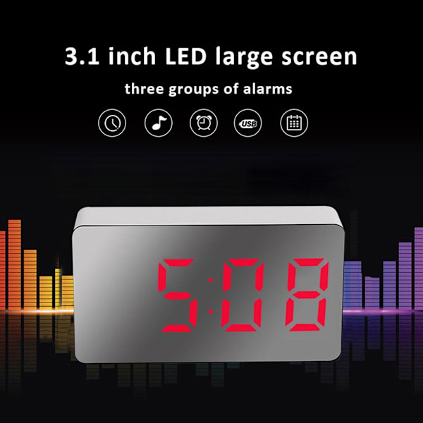 Liten Mini Digital Väckarklocka för Resor med LED-Tids- eller Temperaturvisning, Snooze, Justerbar Ljusstyrka, Enkel Användning - NY Red One size