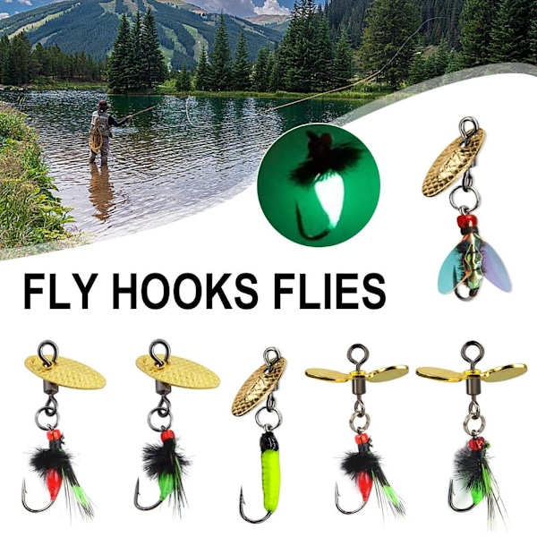 Flugkrokar Flugor Insektsbeten Bete Flugfiske Lockbete Paljetter B 1size