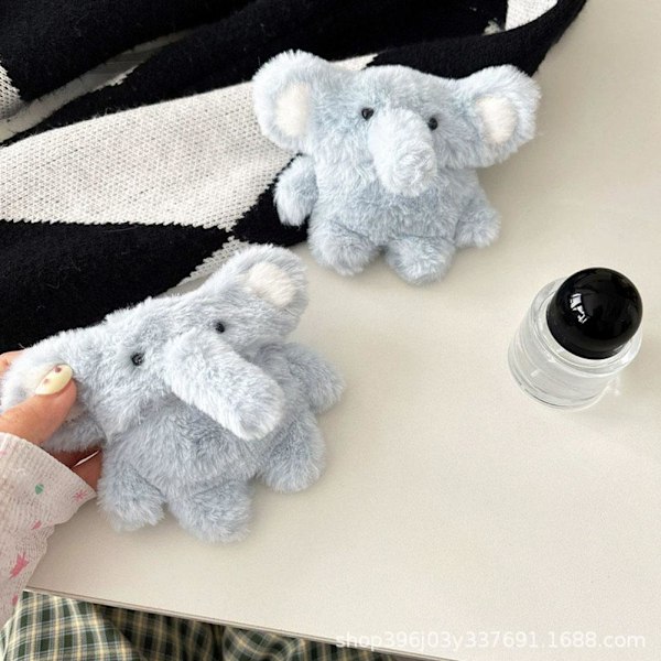 3D Söt Plysch Elefant Plysch Hörlursfodral Skydd Laddare Bofor A elephantB for airpods 4