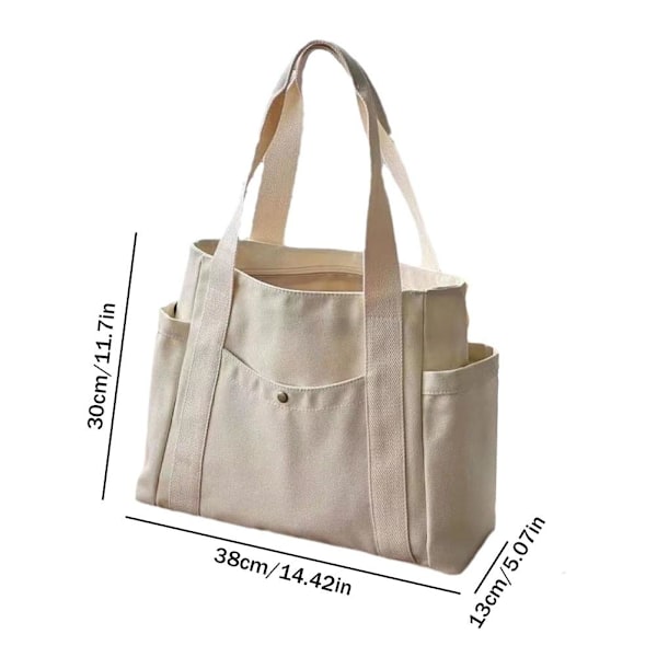 Canvasväska dam handväska axelväska universitetsstudent stor handväska A7Q7 White One size