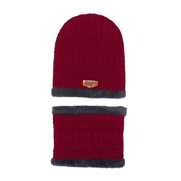 Ny Stil Herr Vinter Plus Sammet Förtjockad Mössa Halsduk Skydd Mössa Halsduk Varm Kall Mössa Öra P8r9 Red One size