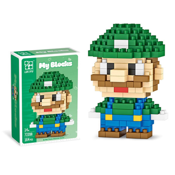 Mini Block Building Toy Character Card Rolig Block Building Toy Green Mario ONE-SIZE