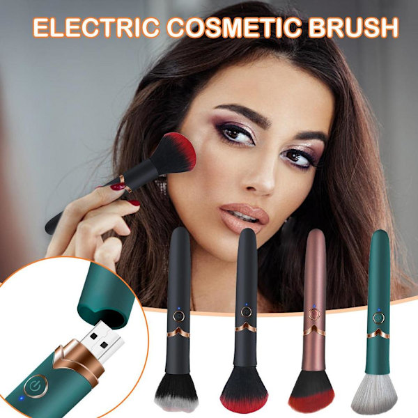 10 Hastigheter Elektrisk Sminkborste Foundation Blandning Rouge Löst Puder Vibrationsmassage Löst Puder red One-size