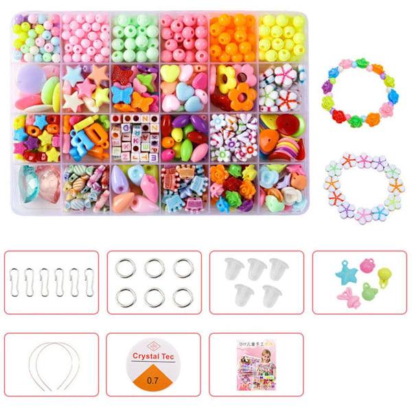 1 SET Barn DIY Pärlset Leksak Flicka Handgjorda Pärlor Pärlset Armband Kit Halsband Tillbehör S0L7 C 1set