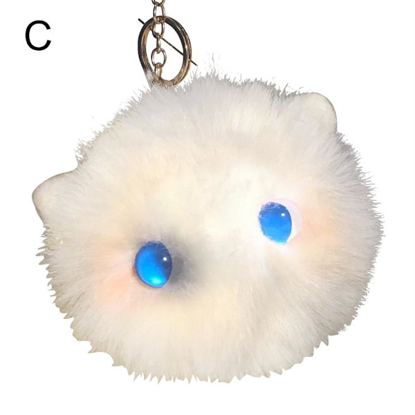 Söt katt Nyckelring Pompom Ball Bag Charm Nyckelring Hänge Present s,1 C ONE-SIZE