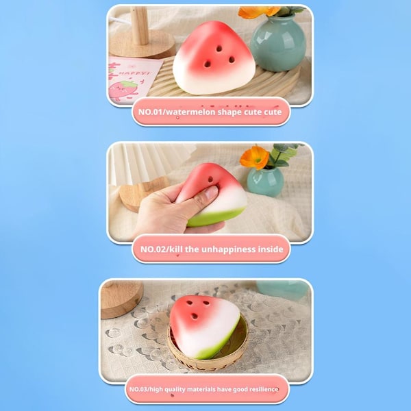 Vattenmelon Squishy Leksak Långsamt Stigande Mjuk Sensorisk Fidget Klämleksak För Barn P7E0