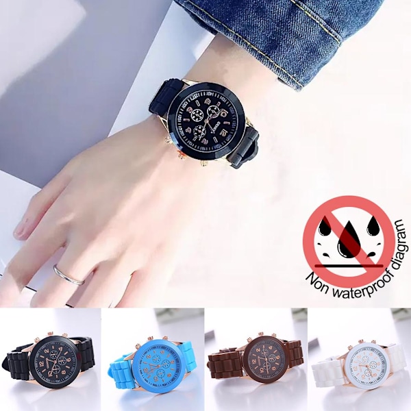 Färgad Jelly Quartz Silikonklocka Damklocka Present Jelly Armbandsur Student Dam F1W9 Brown One size