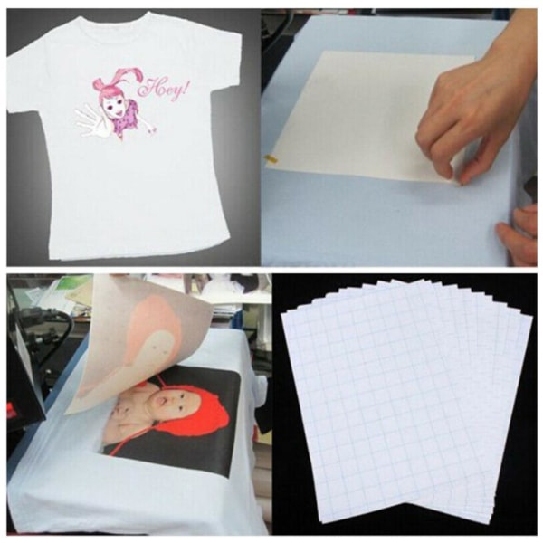 T-shirt A4 överföringspapper Stryk på värme Tryck ljus applikation I white one-size