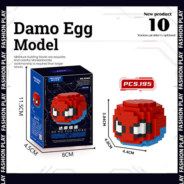 Damo Ägg Byggklossar Leksak 1st Tecknad Docka Byggkloss Pussel Ägg Block Blind Damo Docka S5P7 B one-size