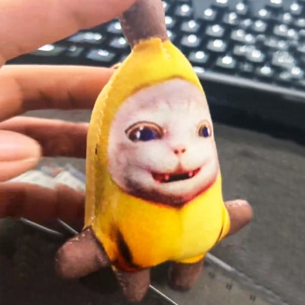 Roliga gråtljud Banan Cat Keychain, 2023 Banana Cat Plysch Do Silent banana cat Small