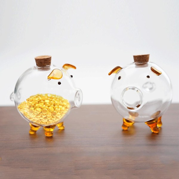 Koreansk TV-serie Spargris Pengabox Grisformad Glasförvaring Lyckosam Spargris Flaskspargris A6h6 Yellow 1pcs