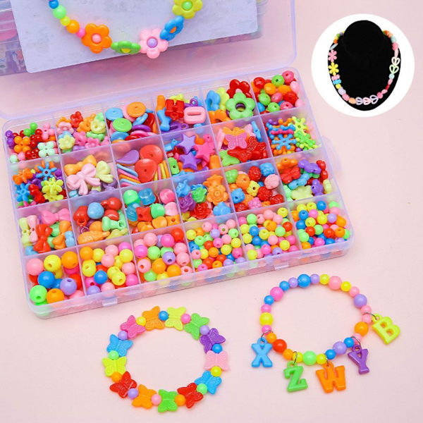 1 SET Barn DIY Pärlset Leksak Flicka Handgjorda Pärlor Pärlset Armband Kit Halsband Tillbehör S0L7 C 1set