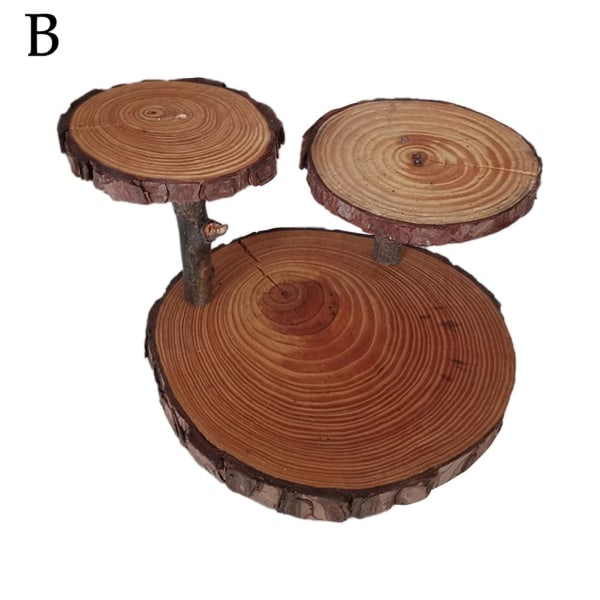 Tårtställ, rustikt träskiva muffinsställ, Flerlager O 3 wooden S