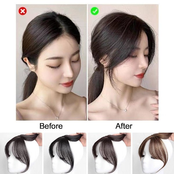 Eight Bangs Damperuk 3D Huvud Tunn Sektion Medium Simulerad Lugg Peruk Delad A0H8 light brown one size