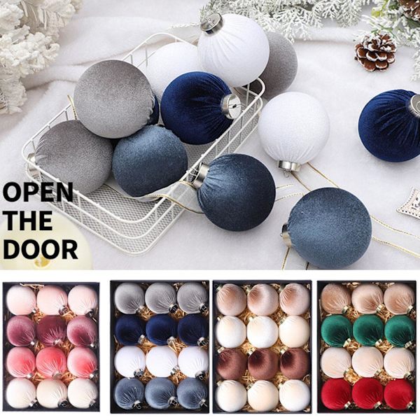 Julgranskulor i sammet - 12 st Okrossbara julgranskulor Decora G1X7 A 1set