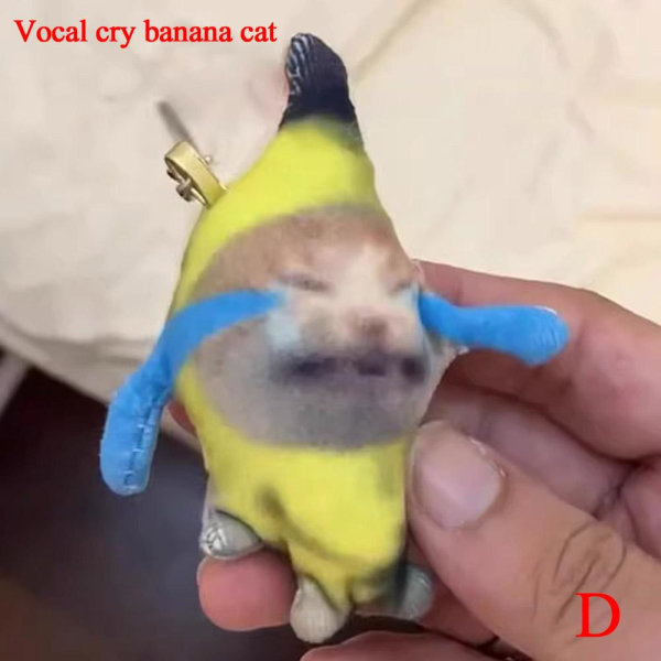 Roliga gråtljud Banan Cat Keychain, 2023 Banana Cat Plysch Do Vocal cry banana cat Small