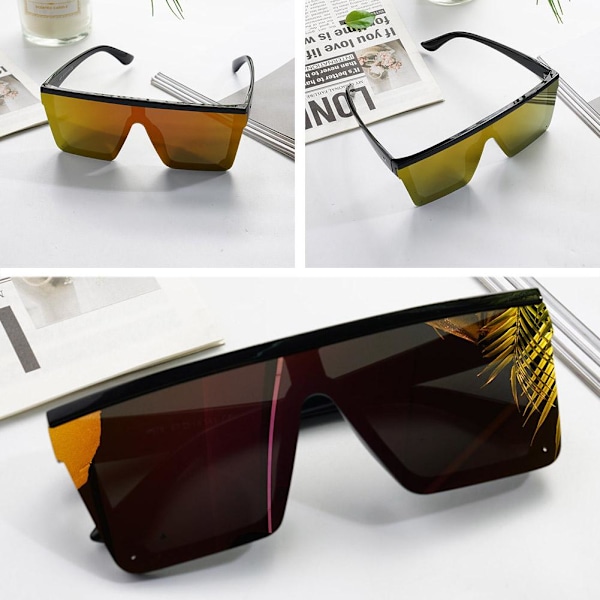 Dam Solglasögon Fyrkantiga Överdimensionerade Lyx Fla Lot B6 black+gray One-size