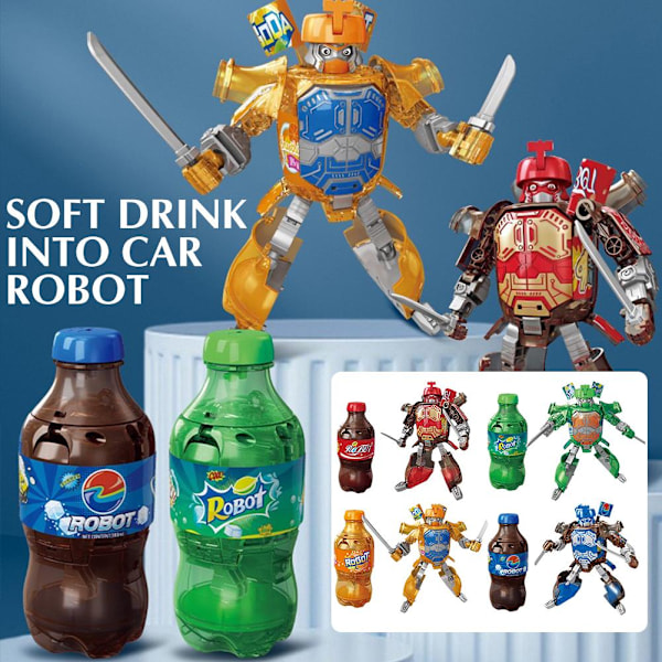 Kreativ Läsk Transformers Leksak Coca-Cola Burk Modell Strids Mecha Robot Samurai Autobot I4U1 Blue One size