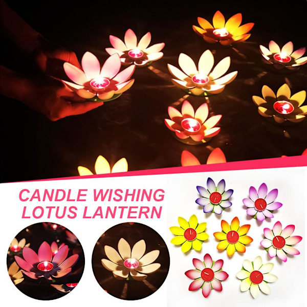 Flytande Vatten Lotus. Lampa Lotus. Önskelampa Utomhus Ljuslykta Festival Lam> Pink 1pcs