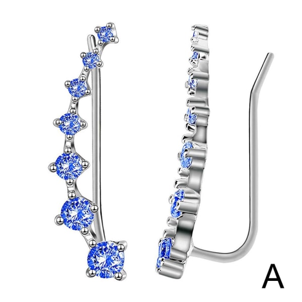 Sju stjärniga diamant örhängen, 7 kristaller bladformade örhängen Blue One size