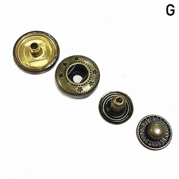 Metall Ingen sömnad Knäppning Jeans Knapp Tryck Väska Kläder Coa Green bronze One-size