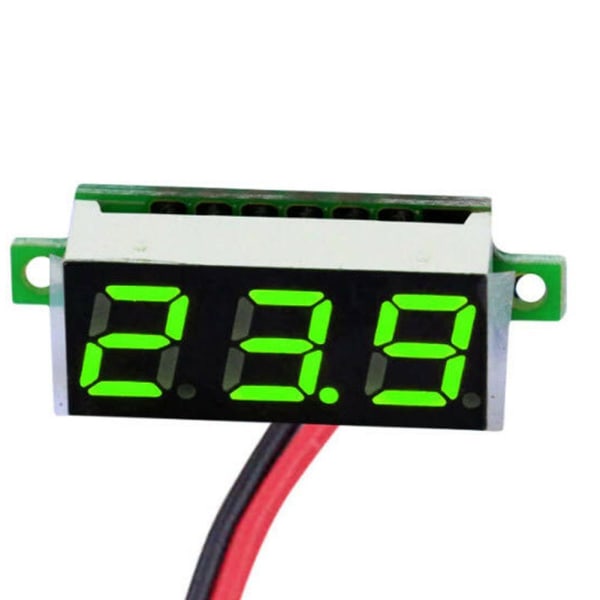 Spänningsdisplay DC-mätare 3-Digital Mini Voltmeter Ledningar LED 0-30 red One-size