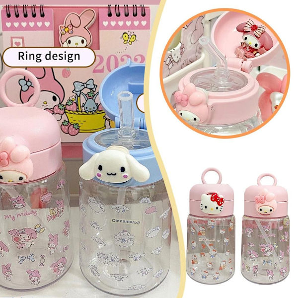 400ml Sugrör Vattenkopp Cinnamoroll Kuromi Melody Sugrör Utomhus Portabel Vattenflaska Kopp Spelare C1v2 pink rabbit 400ml