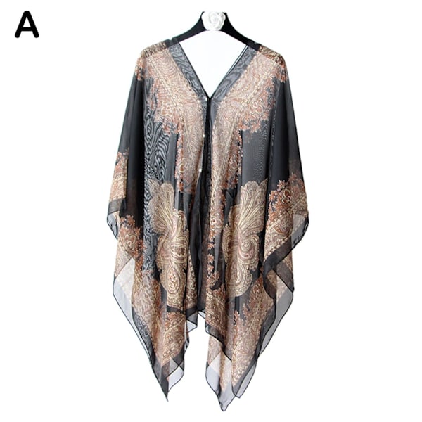 Strandponcho Omslagsklänning för Kvinnor Perfekt Sommar Bikini Kaftan Badkläder Z1 black One-size