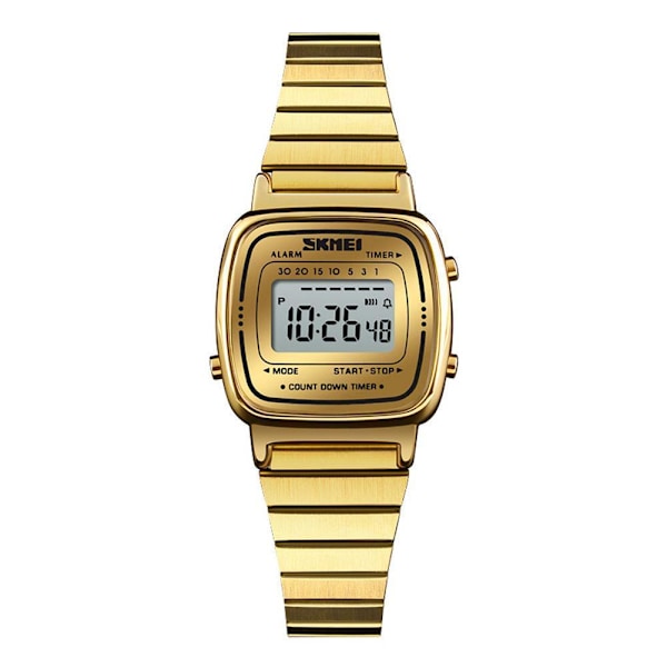 SKMEI Mode Dam Herr Business Digital Klocka Sport Stål Rostfritt Datum Casual Gåva Q3H3 Gold One size