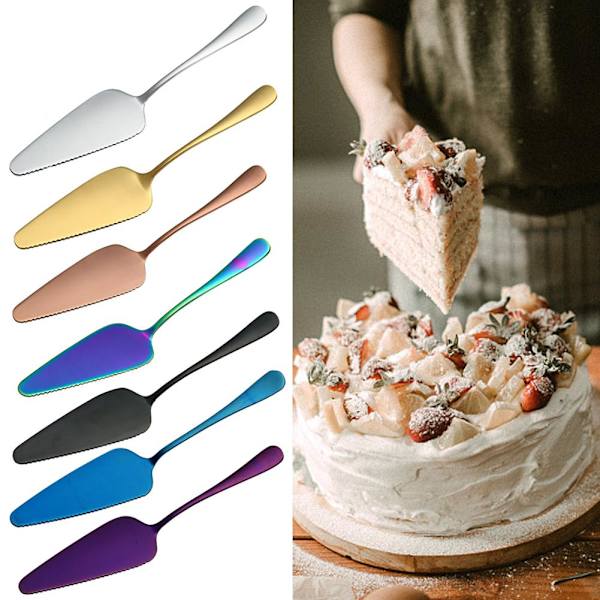 Tårtspade Pizzaspatel Tårtkniv Skovel Skärare Rostfritt Stål Dessert T0N9 silver one-size