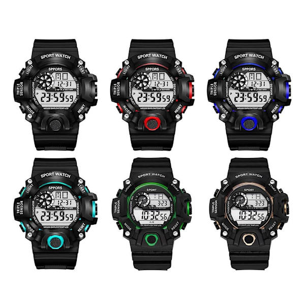 Digital Lysande Unisex Sport Vattentät Klocka Herrklockor Mode Damarmbandsur A7K9 Red One size