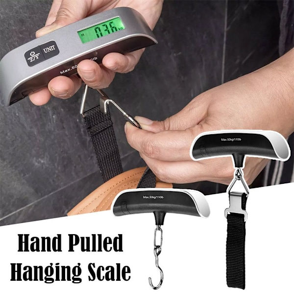 50 kg/ 110 lb Handdragen Hängvåg Portabel Elektronisk Våg Matlagningsvåg Bagagevåg Resevåg E0f7 strap 1pcs