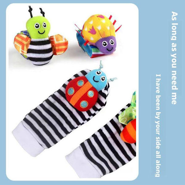 Baby Skallror Leksaker Bitringar Tidig Utveckling Lärleksak Nyfödd Leksak Baby Pojke Flicka V9r8 multicolorB 4pcs