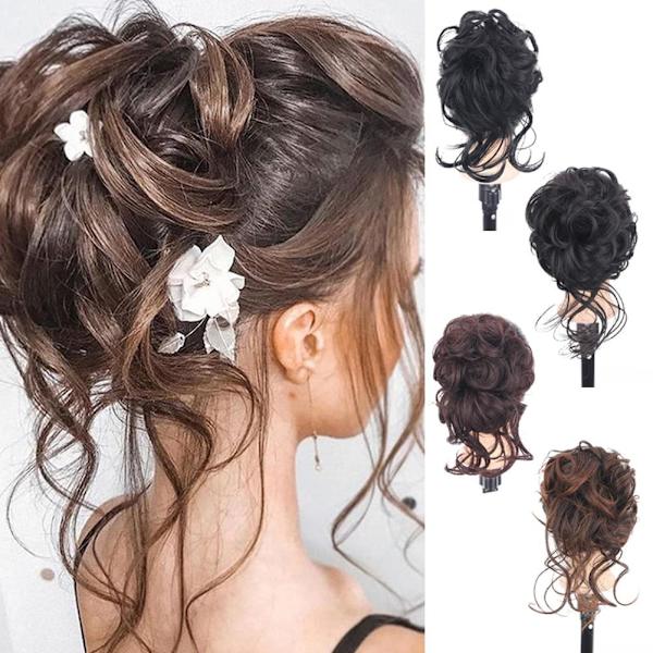 Naturlig Clip on i Messy Bun Hårdel Förlängning Hår Bröllop Clip SA Claw X6C7 black one size