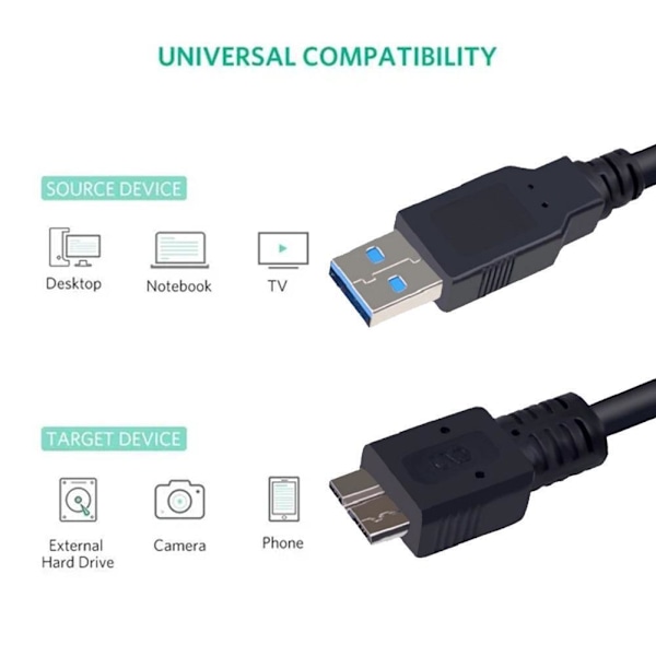 USB 3.0 MICROB-KABEL Strömladdare + Data SYNC-Kabel För =`~ Galaxy Cord W2F X7F1