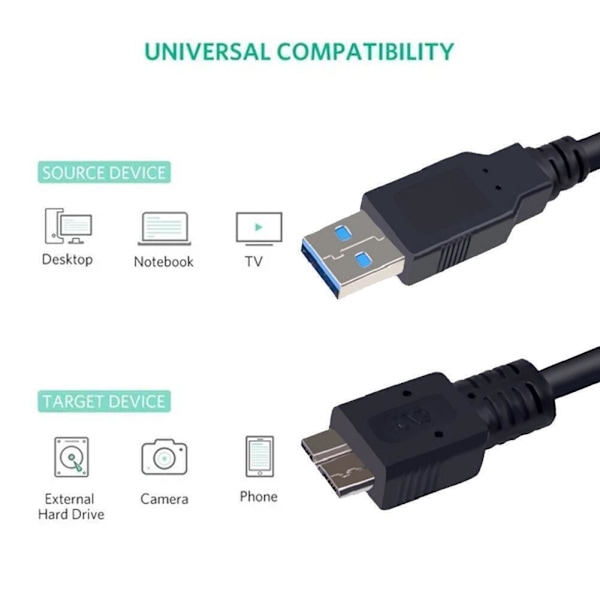 USB 3.0 MICROB-KABEL Strömladdare + Data SYNC-Kabel För =`~ Galaxy Cord W2F X7F1