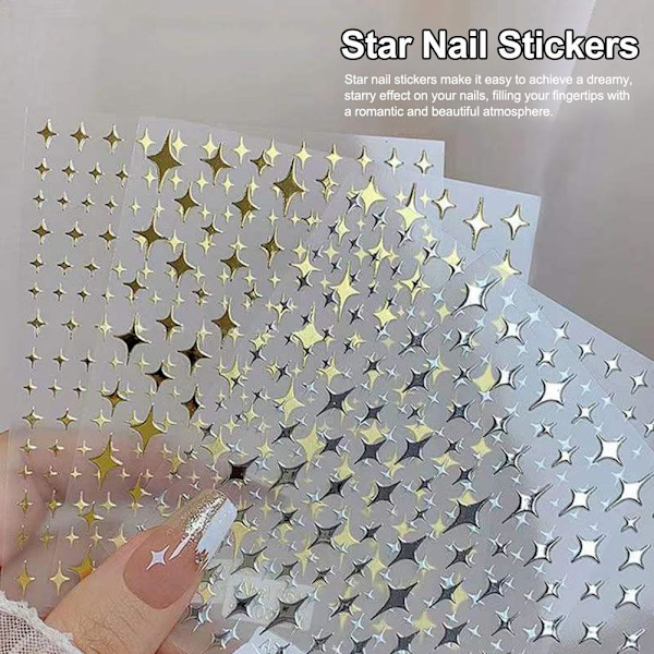 Stjärn-nageldekaler Julkonstdekaler Mobilskal, Laptops Stjärnor Decora J вь Silvery 1pcs
